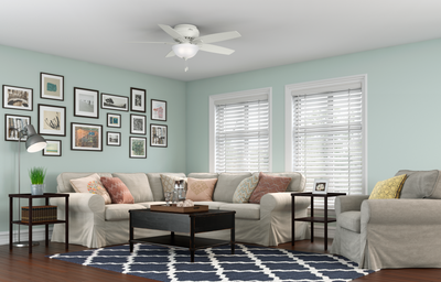 52 inch Newsome Fresh White Low Profile Ceiling Fan with LED Light Kit and Pull Chain