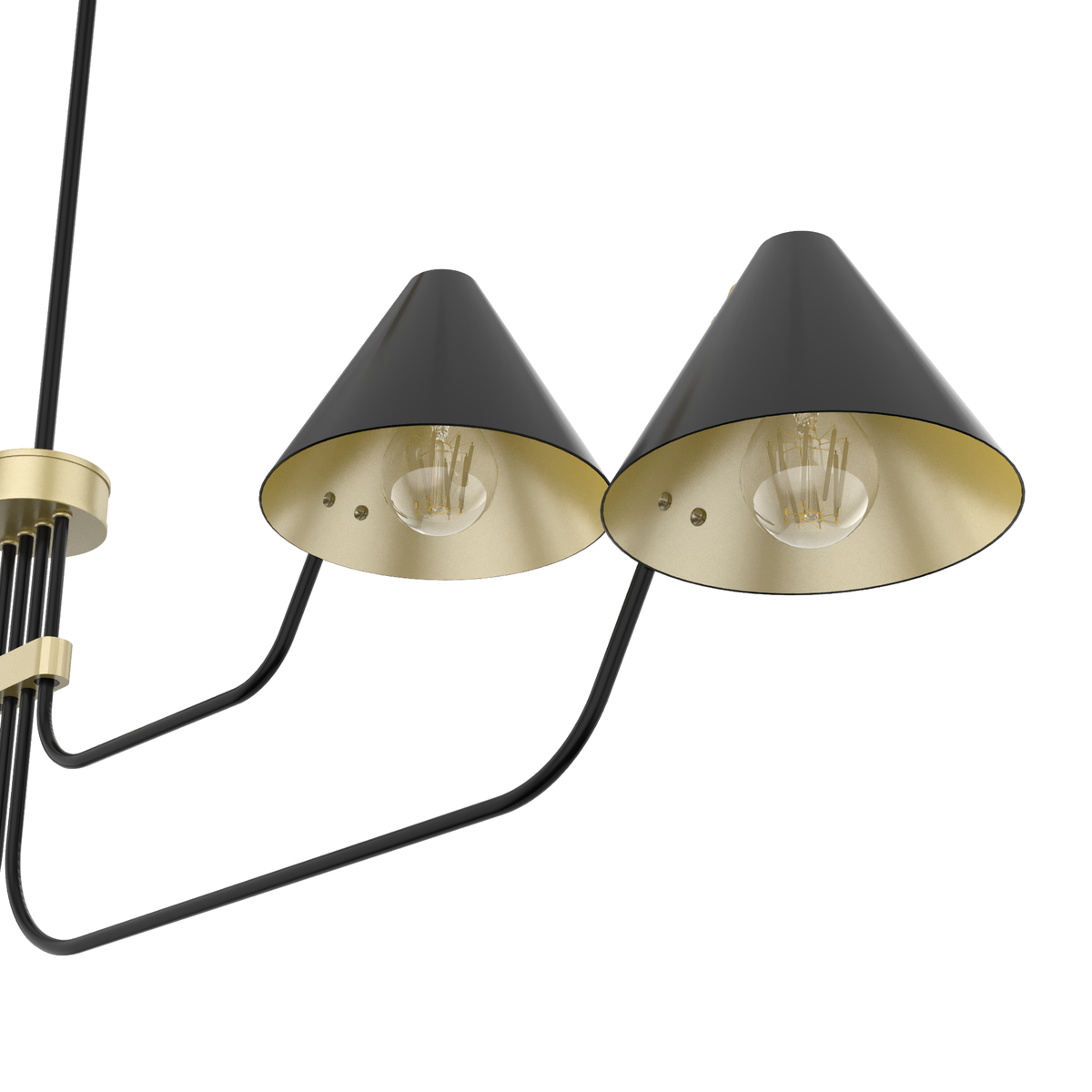 Grove Isle 58-inch 4-light Matte Black and Modern Brass Linear Chandelier with Metal Shade