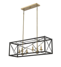 11'' Surrey Matte Black/Vintage Brass 6 Light Linear Chandelier