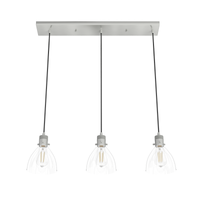Van Nuys 30-inch 3-light Brushed Nickel Linear Pendant Cluster with Clear Glass