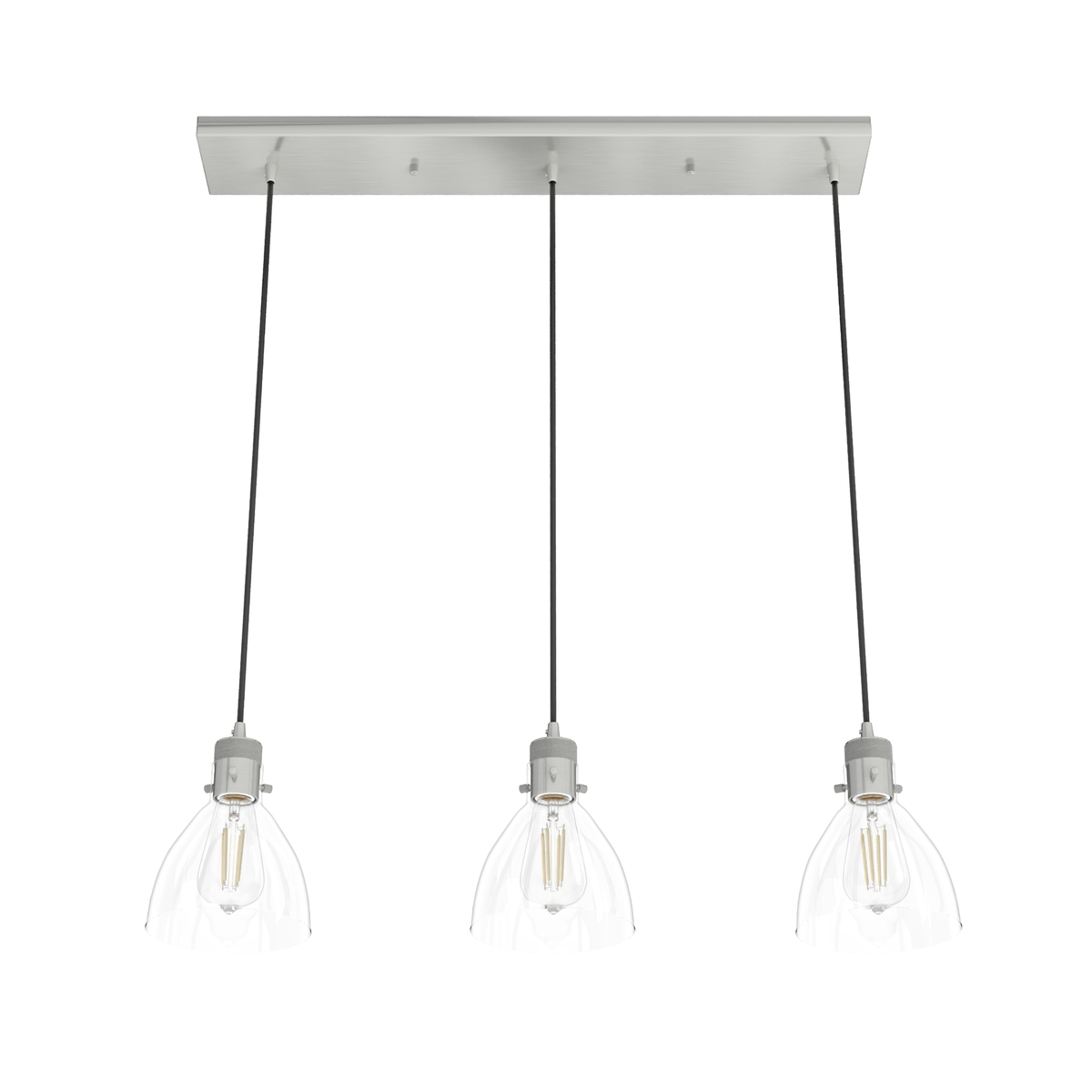 Van Nuys 30-inch 3-light Brushed Nickel Linear Pendant Cluster with Clear Glass