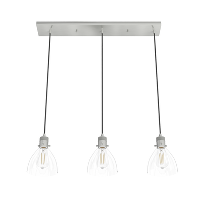 Van Nuys 30-inch 3-light Brushed Nickel Linear Pendant Cluster with Clear Glass