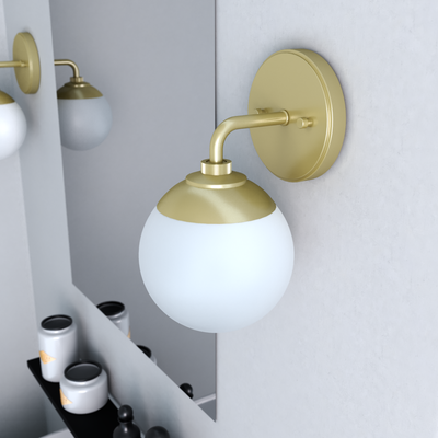 Hepburn 10.75-inch 1-light Modern Brass Wall Sconce with Cased White Glass