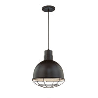 12-inch R Series Satin Black 1-Light Pendant Light with Metal Shade