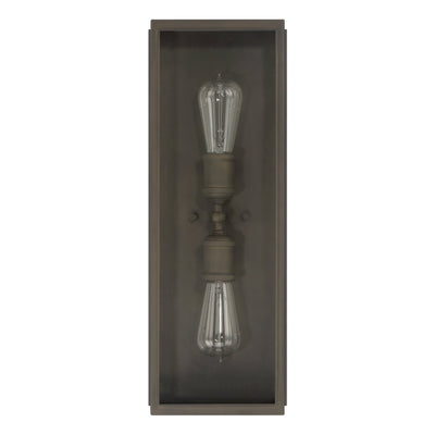 Hollis 20-inch 2-light Blackened Brass Exterior Wall Sconce with Clear Glass
