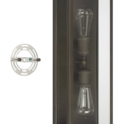 Hollis 20-inch 2-light Blackened Brass Exterior Wall Sconce with Clear Glass