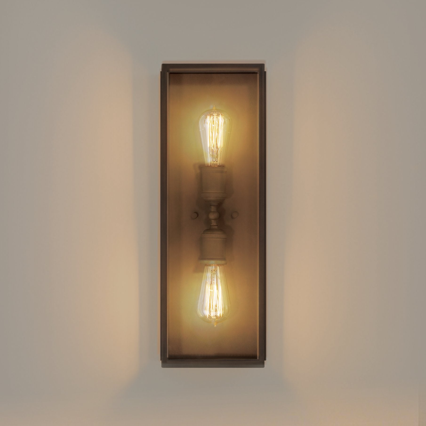 Hollis 20-inch 2-light Blackened Brass Exterior Wall Sconce with Clear Glass