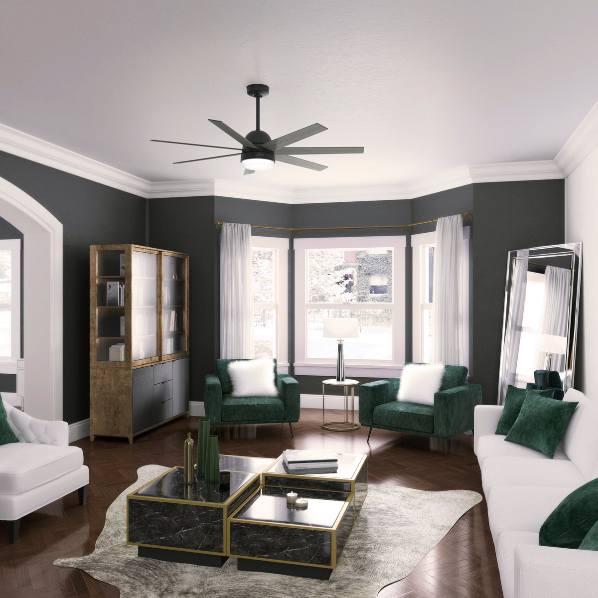 60 inch Phenomenon Wi-Fi ENERGY STAR® Matte Black Ceiling Fan with LED Light Kit and Wall Control