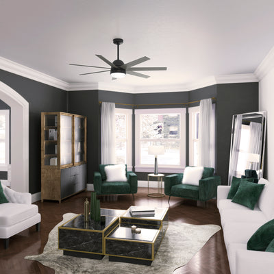 60 inch Phenomenon Wi-Fi ENERGY STAR® Matte Black Ceiling Fan with LED Light Kit and Wall Control