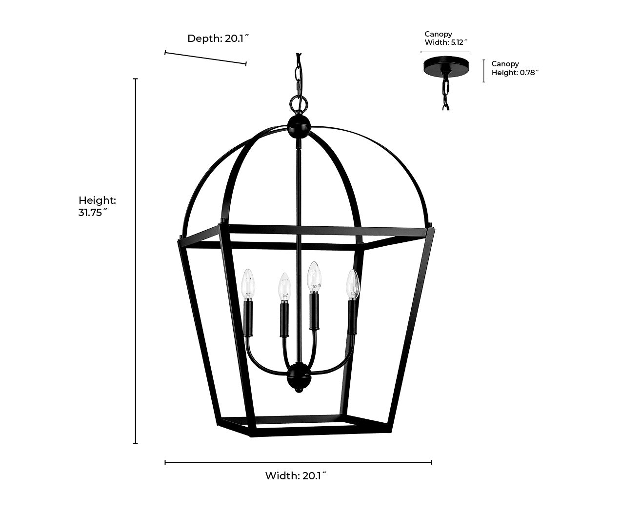 31.75'' Kelsey Matte Black 4 Light Pendant