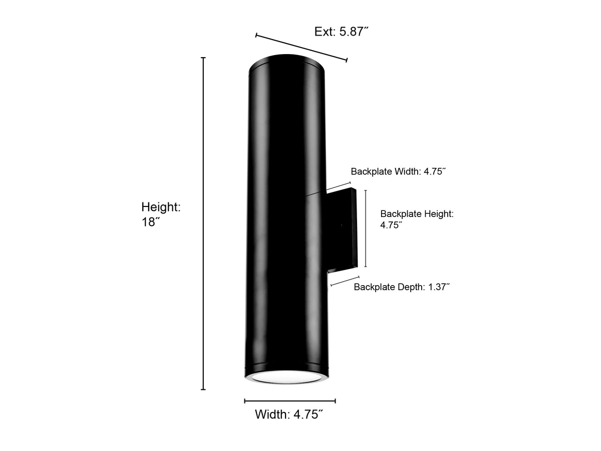 18-inch Vegas Powder Coated Black Outdoor Wall Sconce