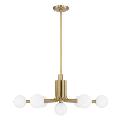 Stockholm 29-inch 7-light Champagne Gold Chandelier with Opal Glass Shades