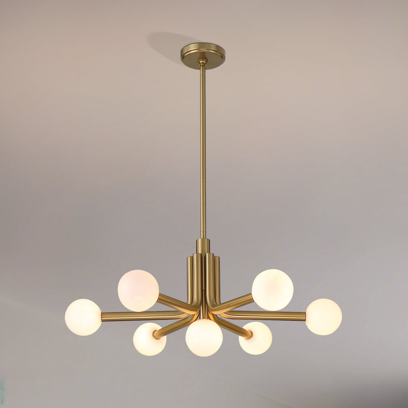 Stockholm 29-inch 7-light Champagne Gold Chandelier with Opal Glass Shades