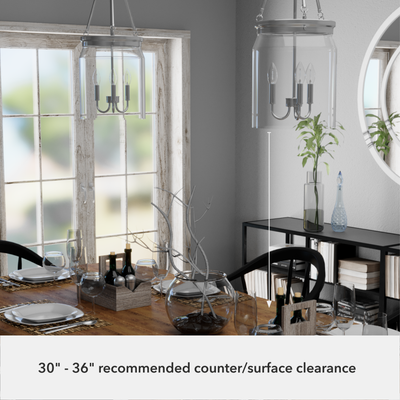 Devon Park 12-inch 3-light Brushed Nickel Lantern Pendant with Clear Glass