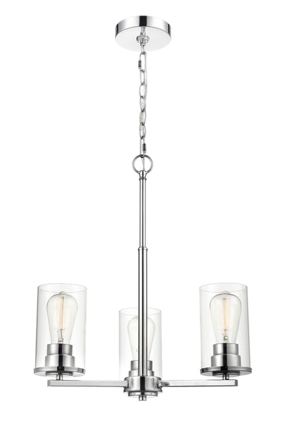 19-inch Verlana Chrome 3-Light Clear Glass Chandelier