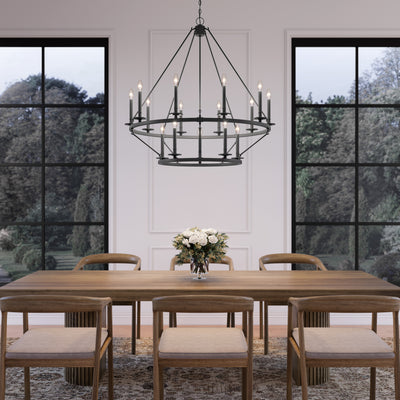 42.75'' Florence Matte Black 15 Light Chandelier