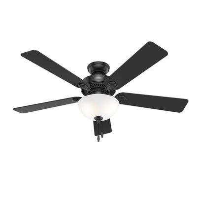 52 inch Swanson Matte Black Ceiling Fan with LED Light Kit and Pull Chain