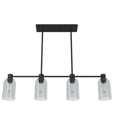 Lochemeade 37.5-inch 4-light Natural Black Iron Linear Chandelier with Smoked Glass