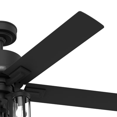52 inch Lawndale Matte Black Damp Rated Ceiling Fan with LED Light Kit and Pull Chain