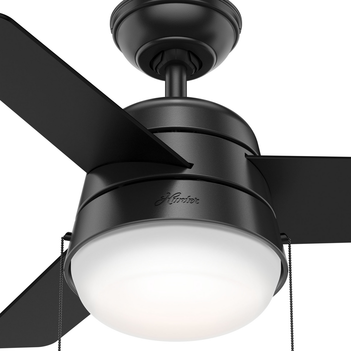 36 inch Aker Matte Black Ceiling Fan with LED Light Kit and Pull Chain