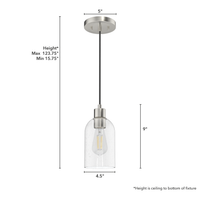 Lochemeade 4.5-inch 1-light Brushed Nickel Pendant with Clear Seeded Glass