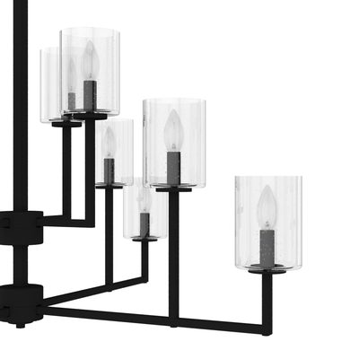 Kerrison 40.5-inch 12-light Natural Black Iron Chandelier with Seeded Glass