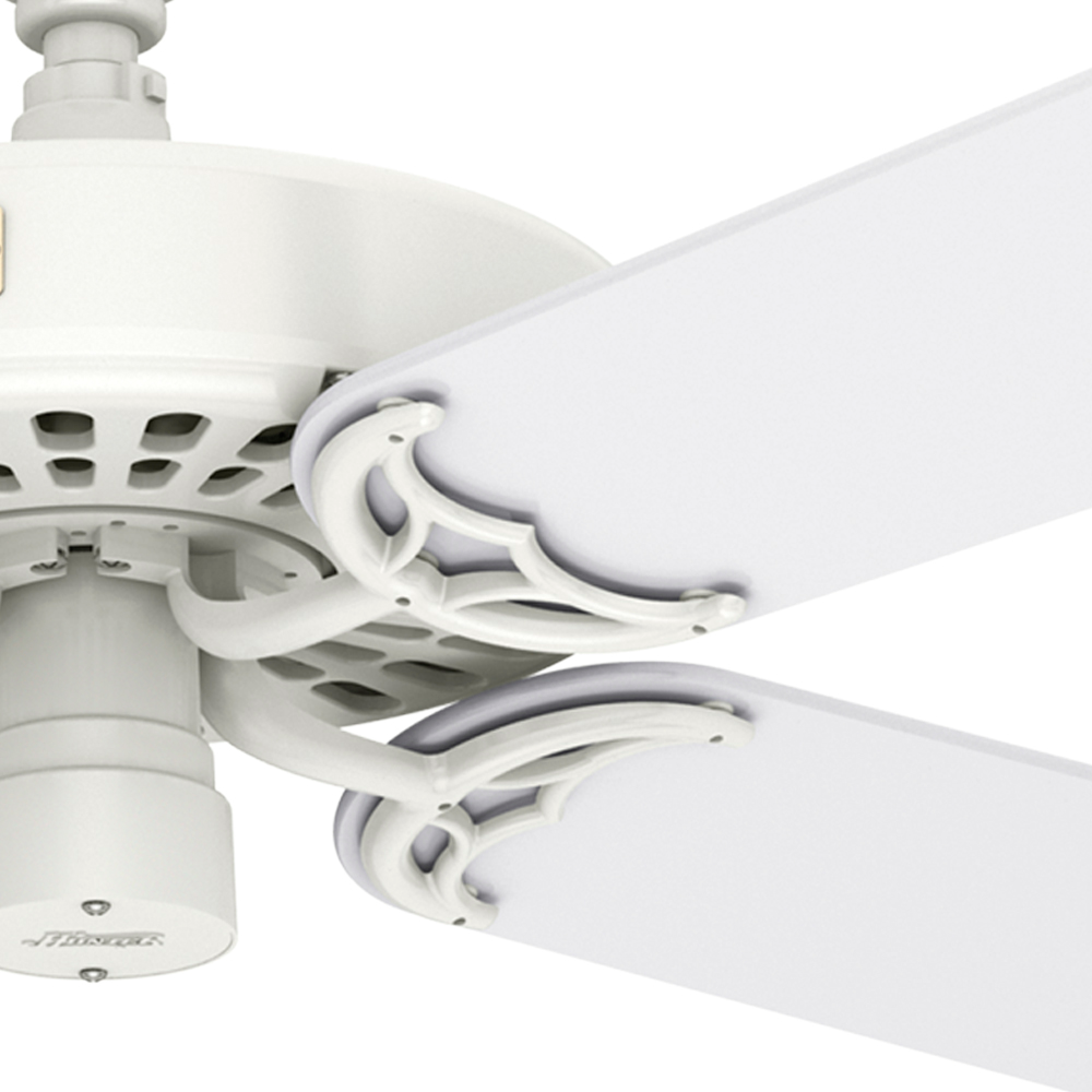 52 inch Original White Damp Rated Ceiling Fan and Pull Chain