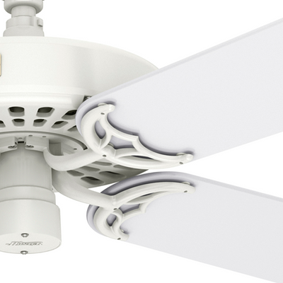 52 inch Original White Damp Rated Ceiling Fan and Pull Chain