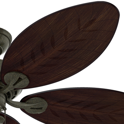 54 inch Bayview Provencal Gold Damp Rated Ceiling Fan and Pull Chain