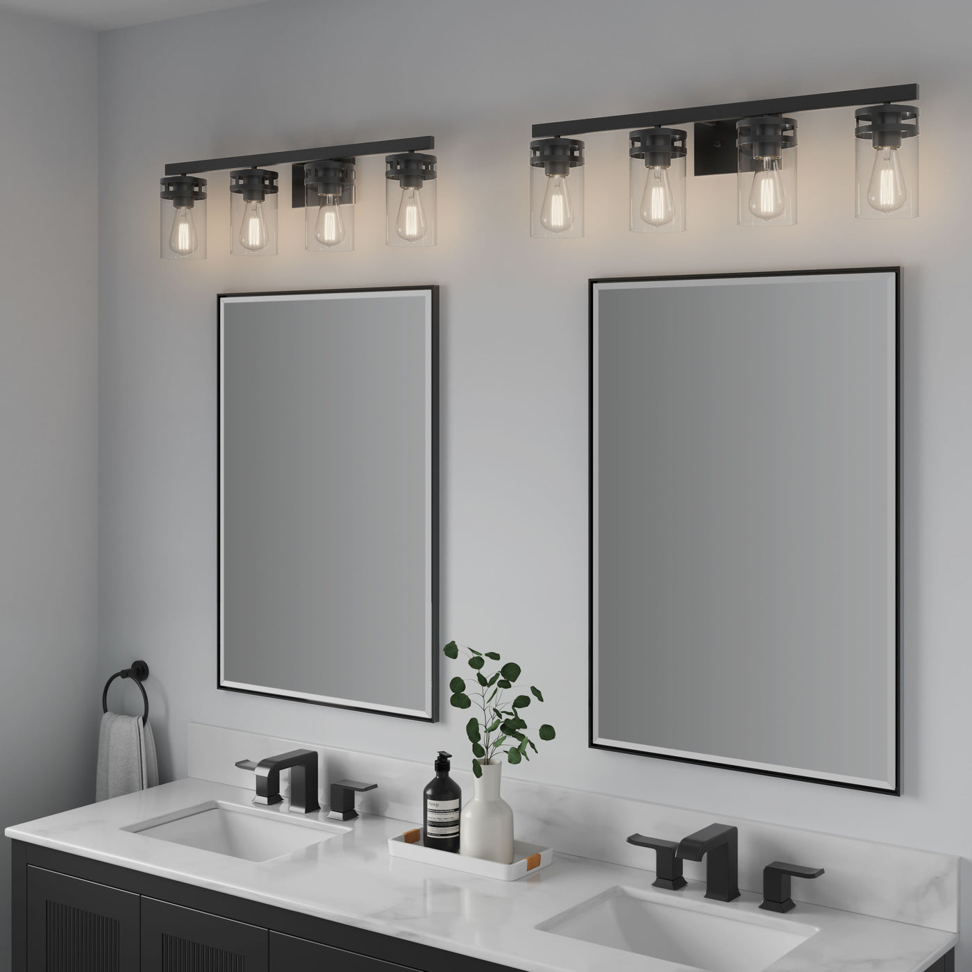 30.25'' Lunden Matte Black 4 Light Bath Vanity