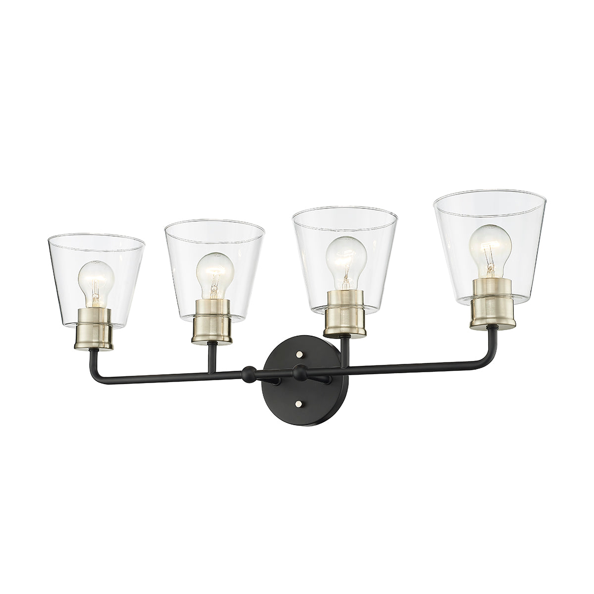 30'' Cameron Matte Black/Modern Gold 4 Light Bath Vanity