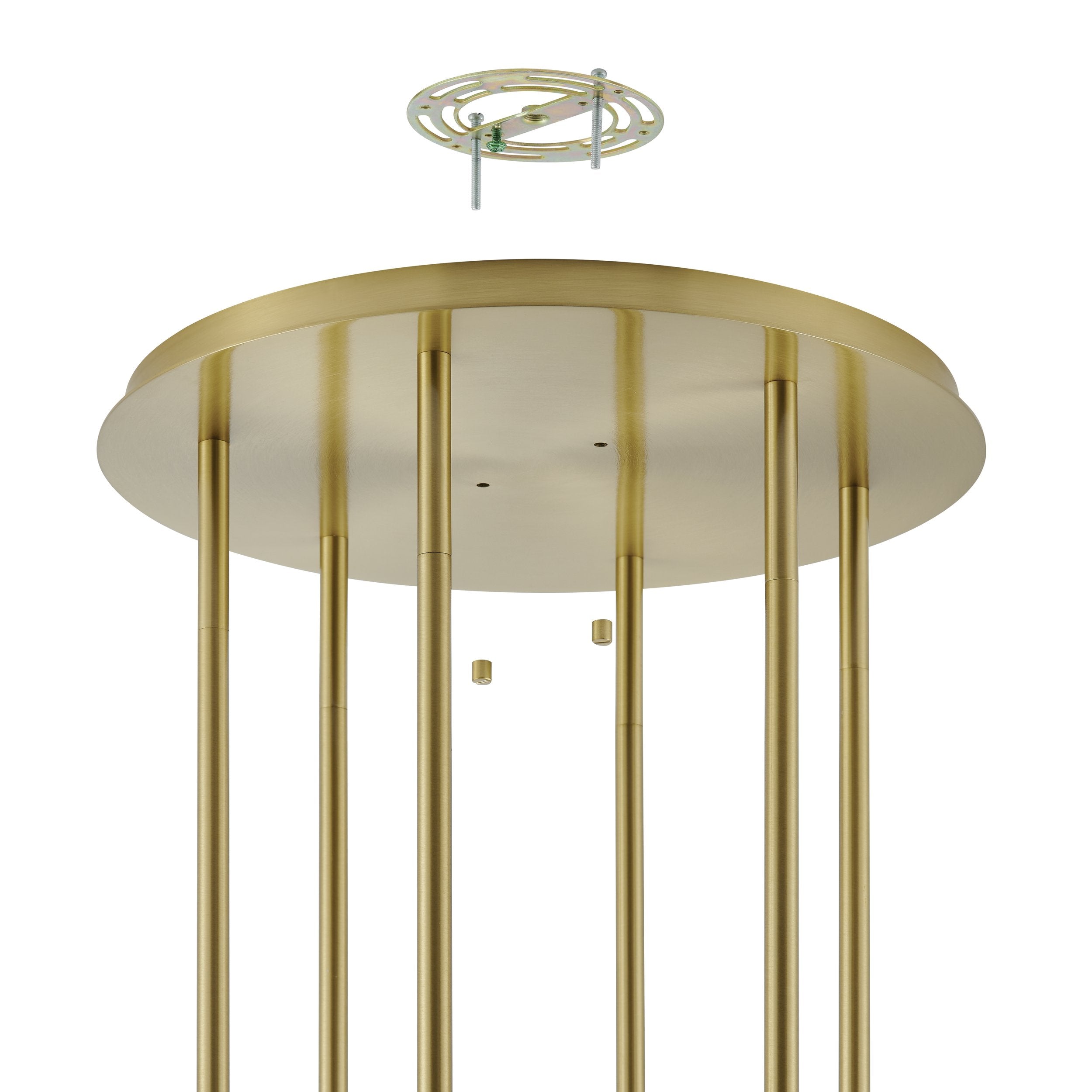 Bryony 48-inch 6-light Brushed Gold Chandelier with White Synthetic Silk Shades