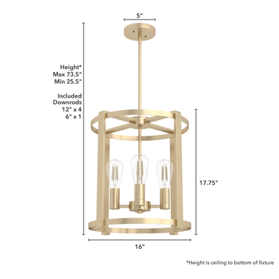 Astwood 16-inch 4-light Alturas Gold Drum Chandelier