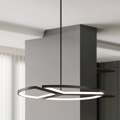 Alfie 30-inch 3-light Textured Black 3CCT LED Chandelier