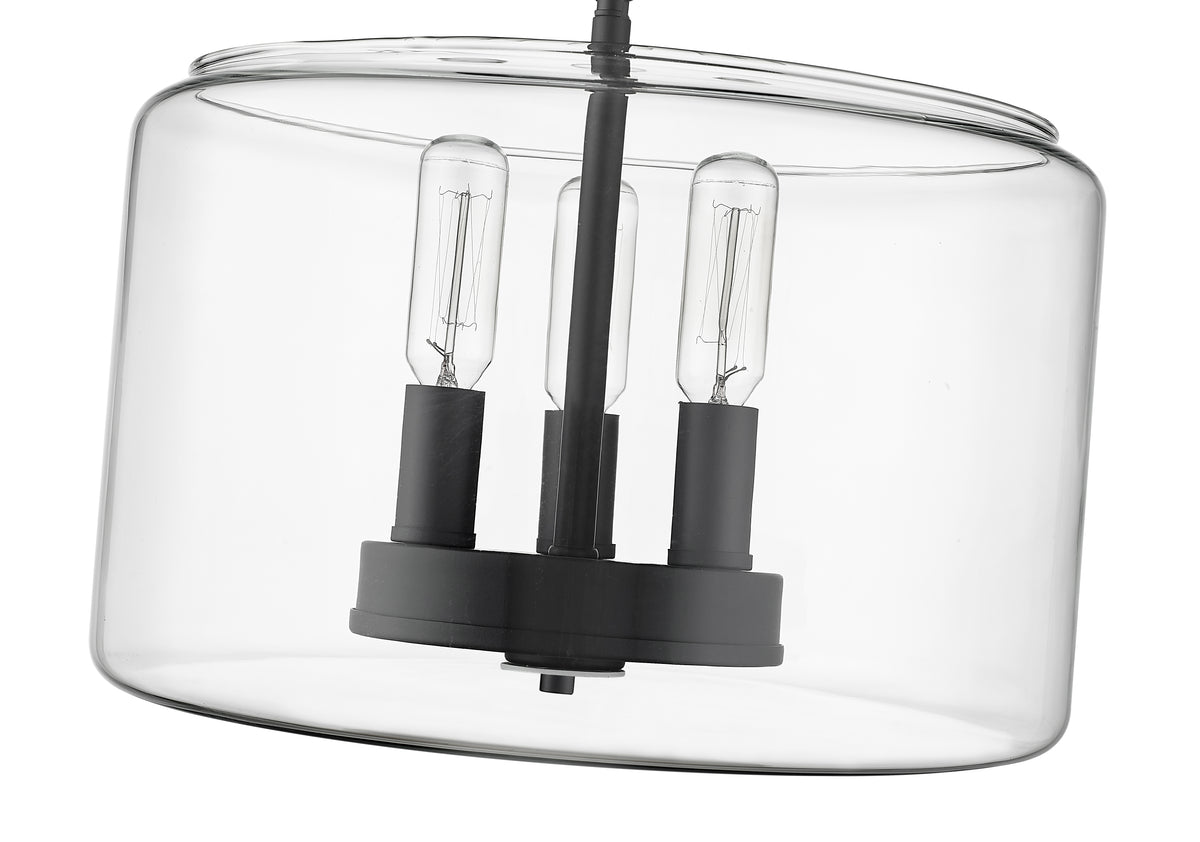 10.6'' Asheville Matte BlackClear 3 Light Semi-Flush Mount
