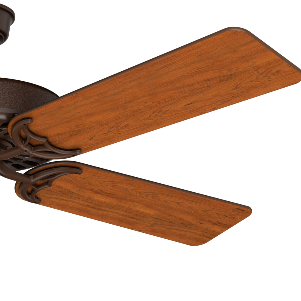 52 inch Original Chestnut Brown Damp Rated Ceiling Fan and Pull Chain