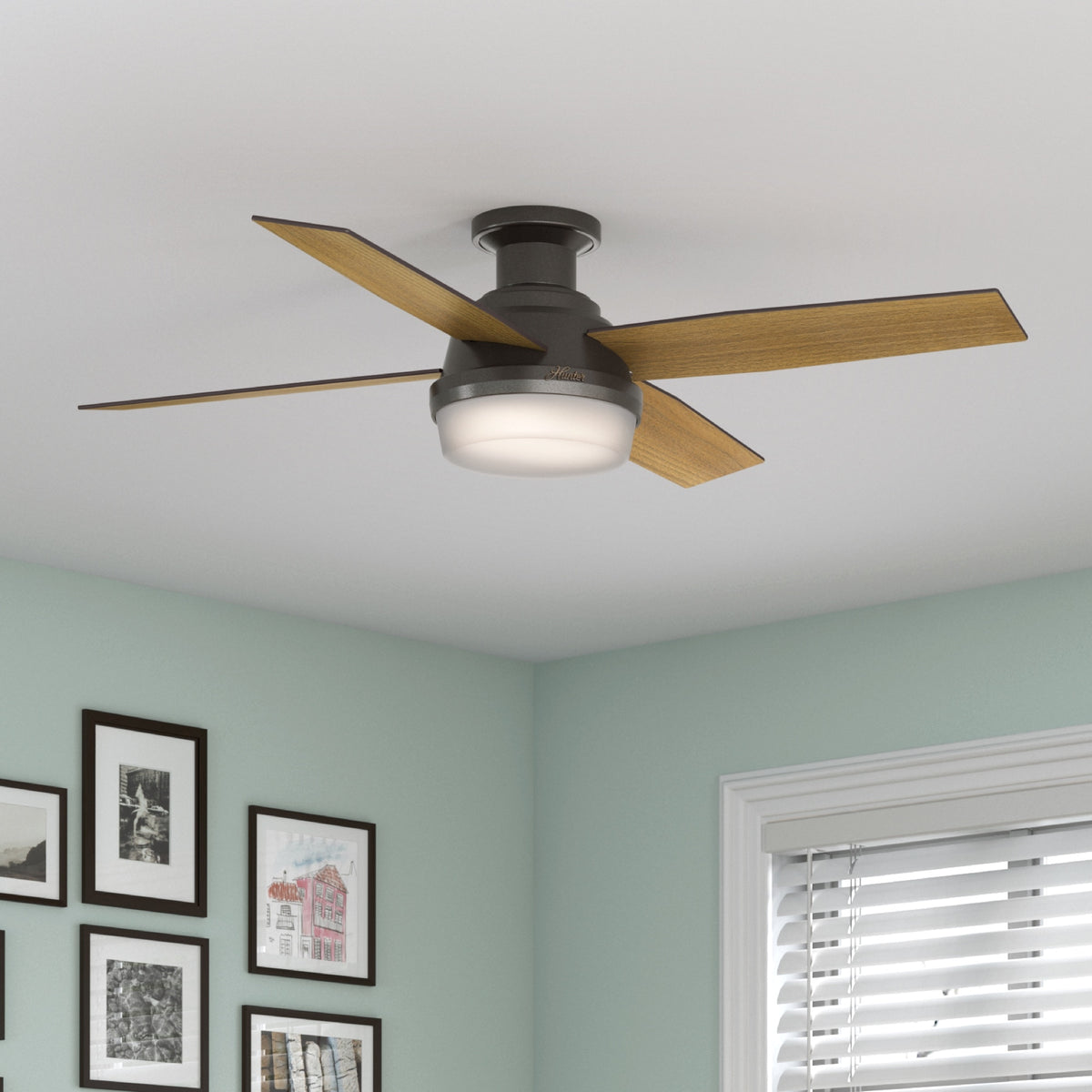 52 inch Dempsey Noble Bronze Low Profile Ceiling Fan with LED Light Kit and Handheld Remote