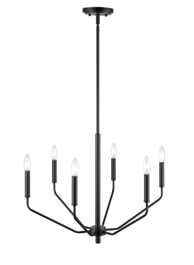 18.75'' Laurell Matte Black 6 Light Chandelier