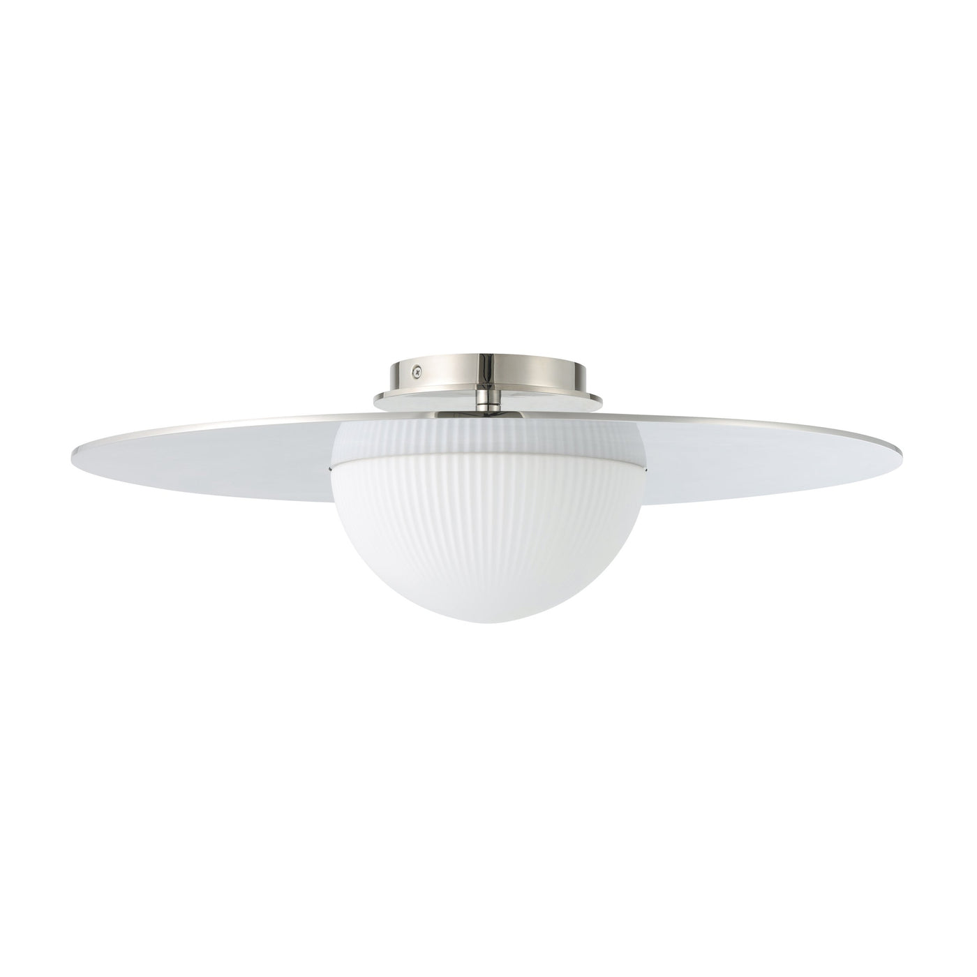 Solstice 22-inch Polished Nickel 5CCT LED Convertible Pendant with Opal Ribbed Glass Shade
