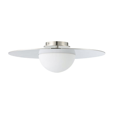 Solstice 22-inch Polished Nickel 5CCT LED Convertible Pendant with Opal Ribbed Glass Shade