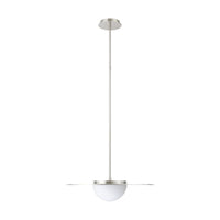 Solstice 22-inch Polished Nickel 5CCT LED Convertible Pendant with Opal Ribbed Glass Shade