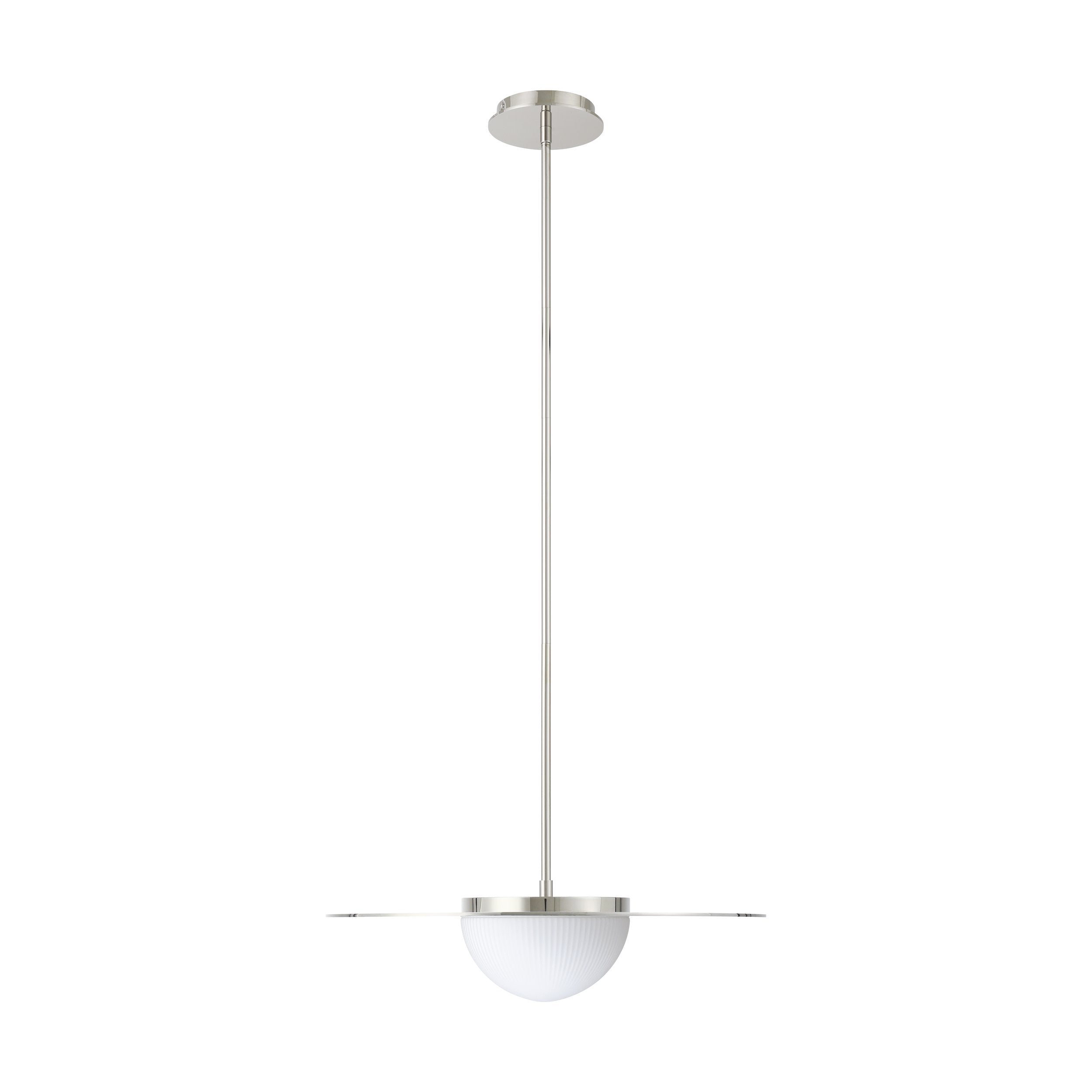 Solstice 22-inch Polished Nickel 5CCT LED Convertible Pendant with Opal Ribbed Glass Shade