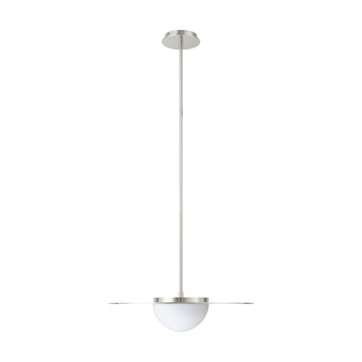 Solstice 22-inch Polished Nickel 5CCT LED Convertible Pendant with Opal Ribbed Glass Shade