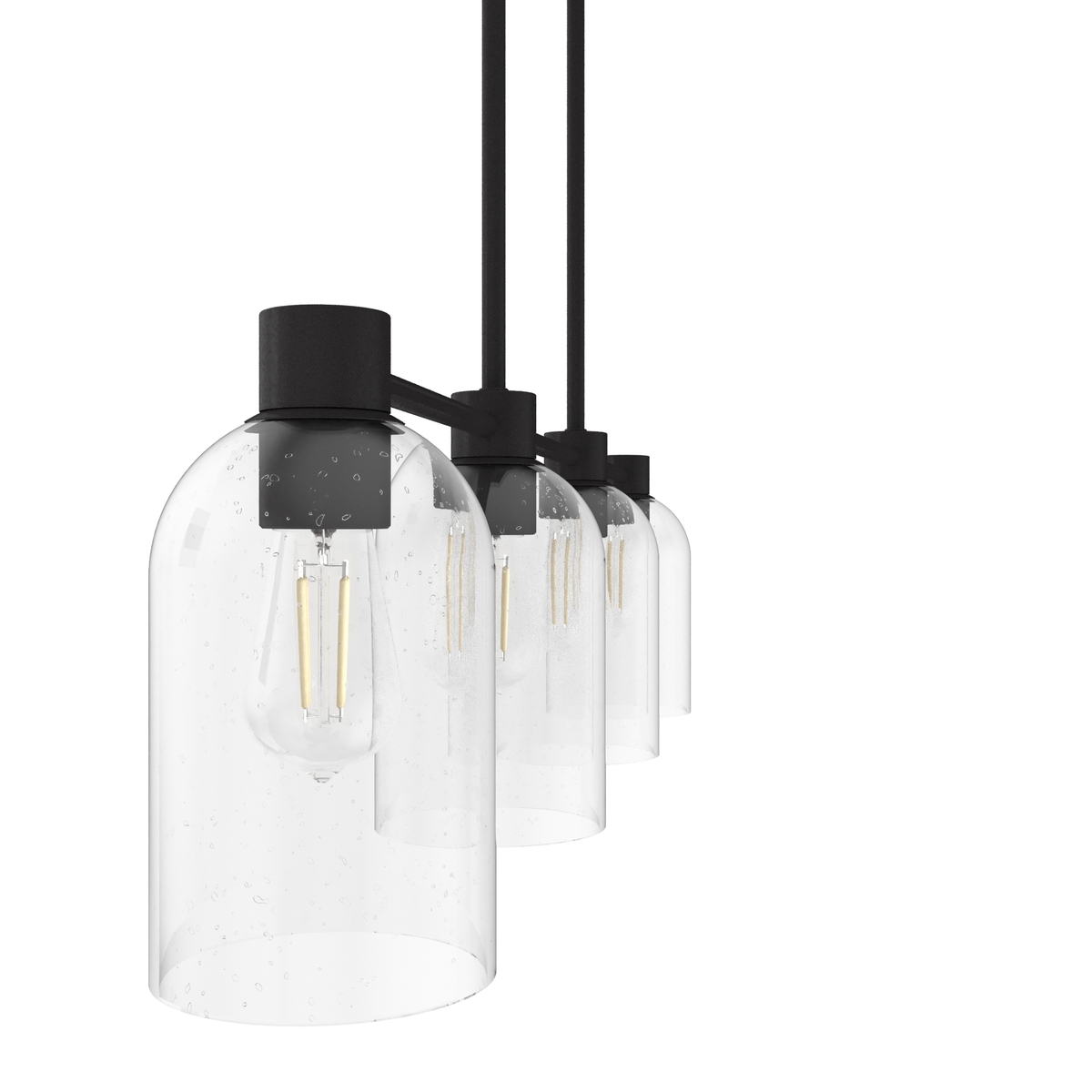 Lochemeade 37.5-inch 4-light Noble Bronze Linear Chandelier with Clear Seeded Glass