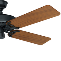 52 inch Original Matte Black Damp Rated Ceiling Fan and Pull Chain