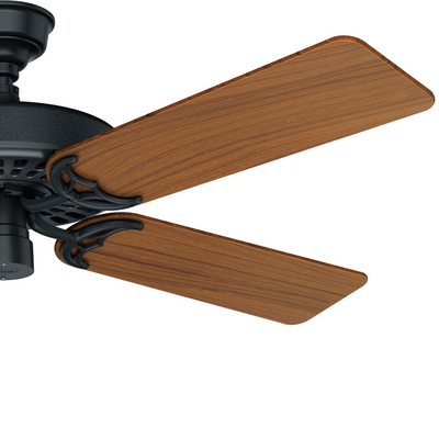 52 inch Original Matte Black Damp Rated Ceiling Fan and Pull Chain
