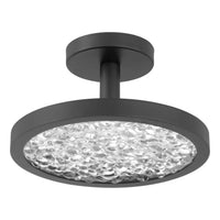 Courtney 12-inch Textured Black 5CCT LED Convertible Pendant with Clear Water Glass