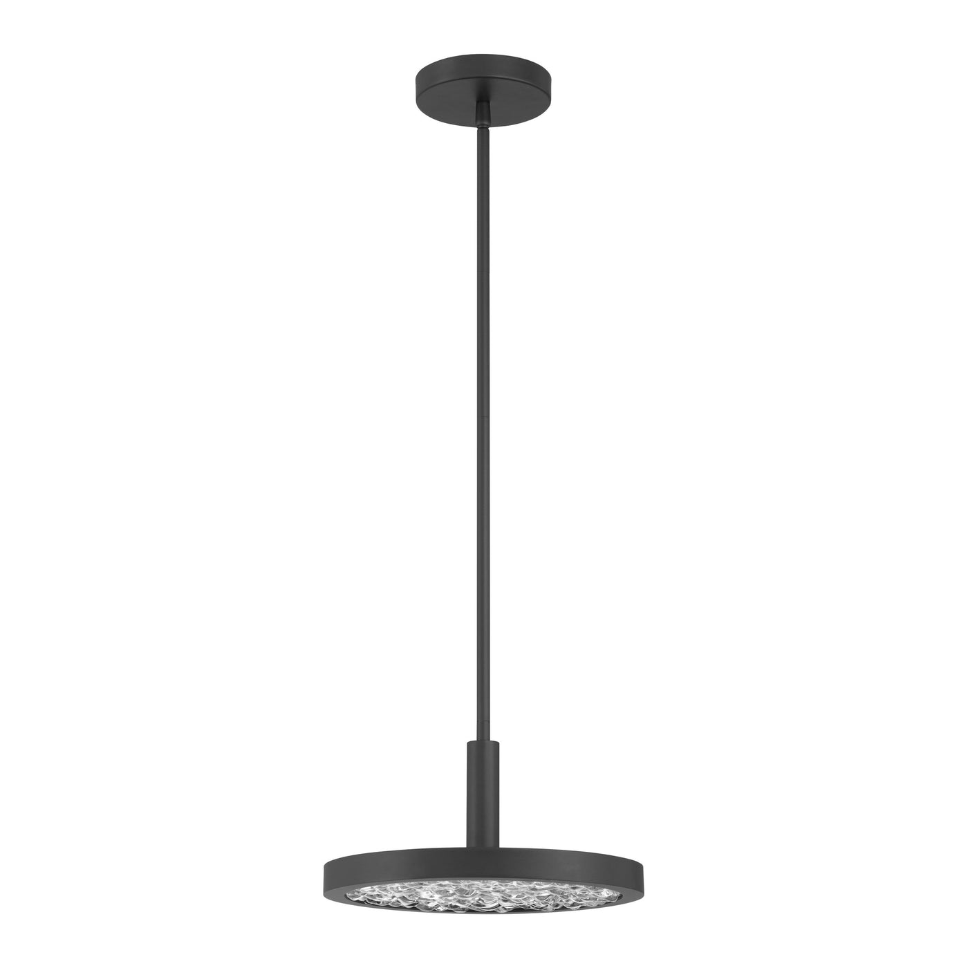 Courtney 12-inch Textured Black 5CCT LED Convertible Pendant with Clear Water Glass