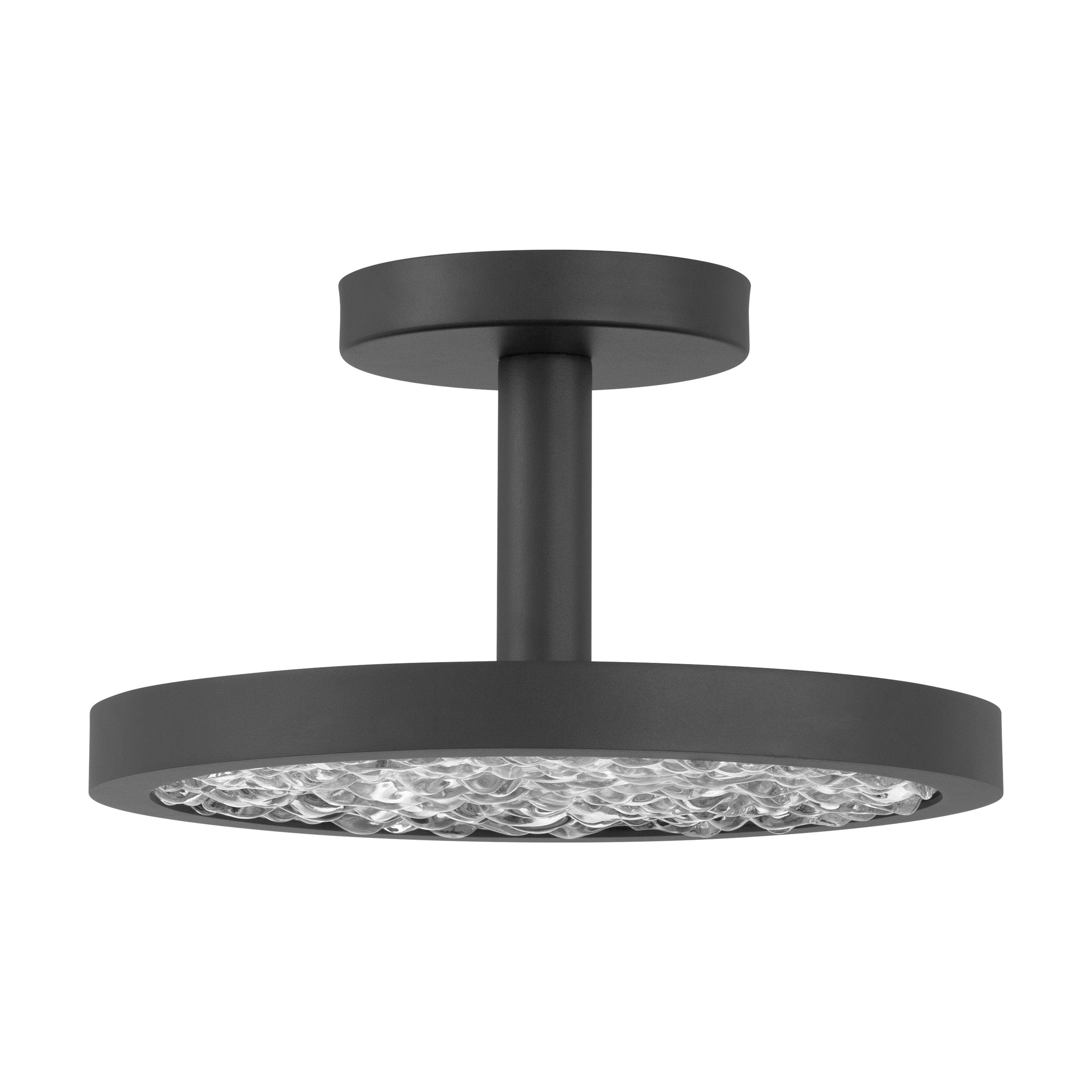 Courtney 12-inch Textured Black 5CCT LED Convertible Pendant with Clear Water Glass