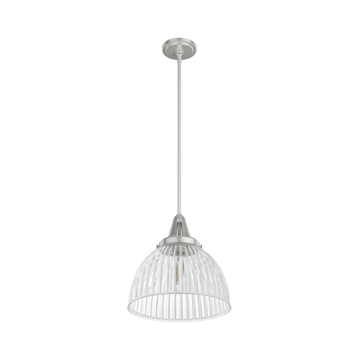 Cypress Grove 13-inch 1-light Brushed Nickel Industrial Pendant with Clear Holophane Glass
